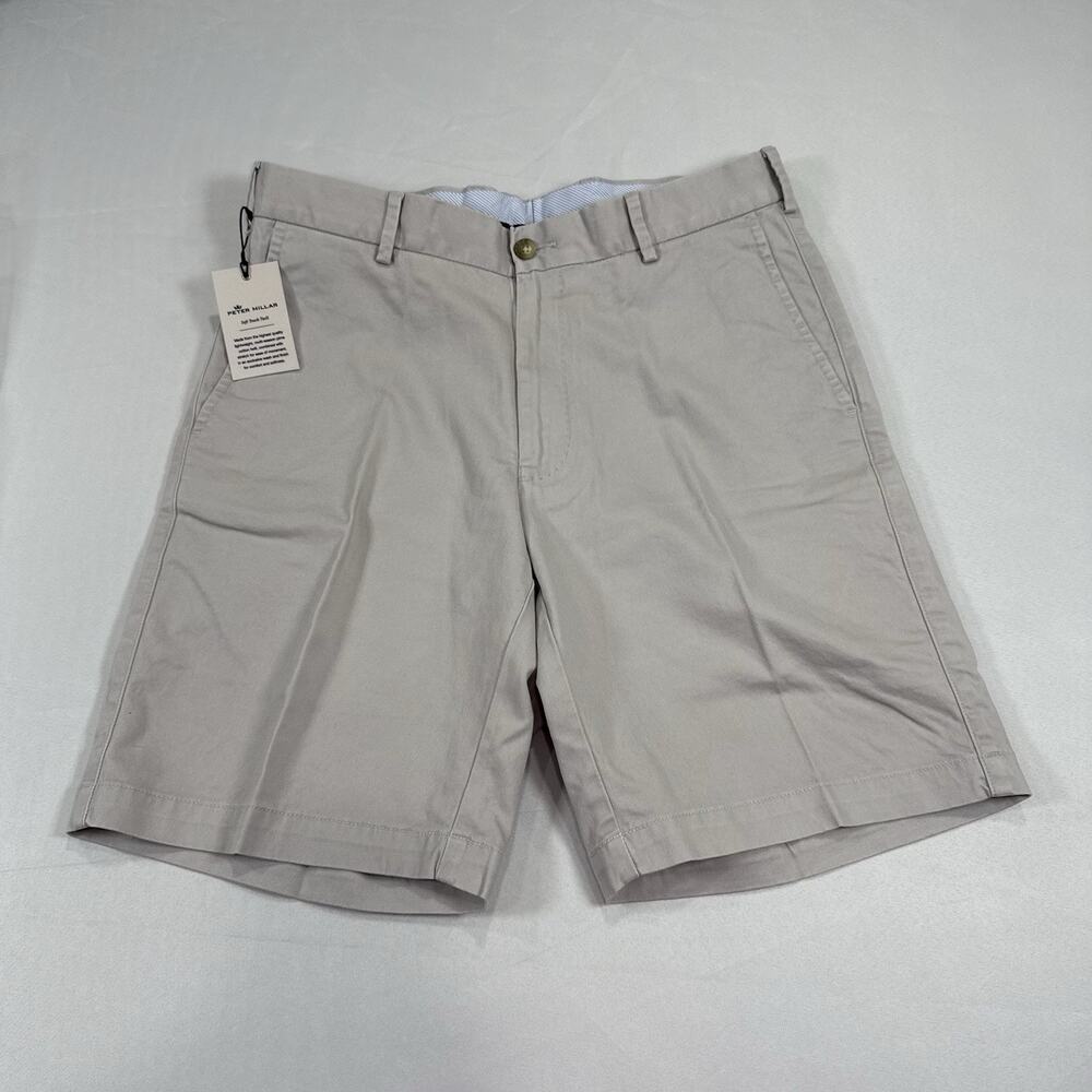 Peter Millar Men's Flat Front Shorts in Light Beige